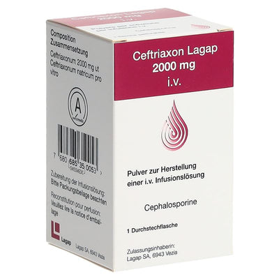 CEFTRIAXON Lagap Trockensub 2000 mg Durchstf